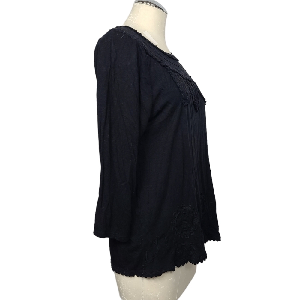 Lucky Brand Black Embroidered Shirt L - Picture 4 of 9